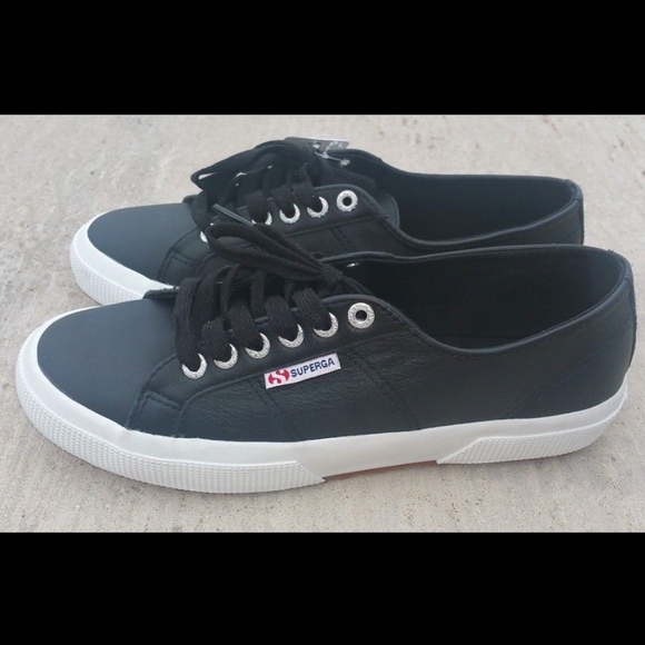 Superga Shoes - SUPERGA NEW Leather Black Platform Sneaker Sz 7.5